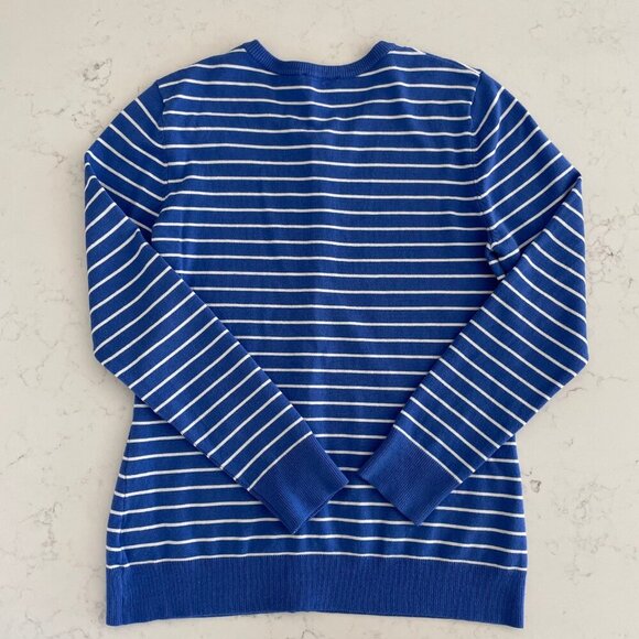 Jones New York LS Striped Viscose Nylon Cardigan Sweater Blue & Wht Sz S NWOT - Picture 5 of 10